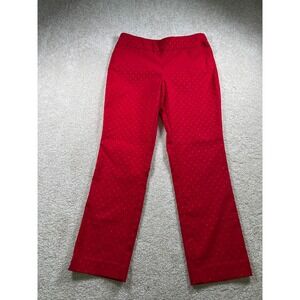 Kim Rogers Womens Sz 10P Red Stretch Metallic Polka Dot Corporate Career Pull On